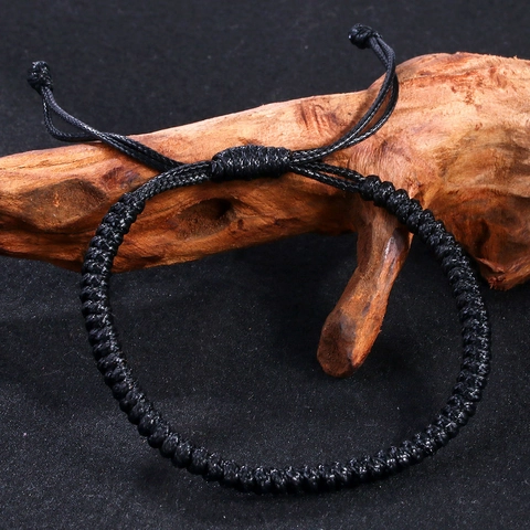 Tibetan Handmade Braided Vajra Knot Rope Bracelet Adjustable Minimalist Wax Thread Cord Wristband For Men Women Couples Gift