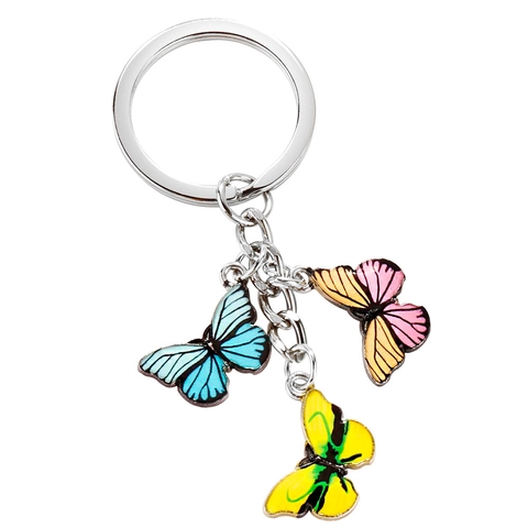 Bunter Schmetterling Anhänger Schlüsselanhänger Legierung Metall Schlüsselring Dekorativer Rucksack Charme Abschluss Geschenk Damen Schmuck