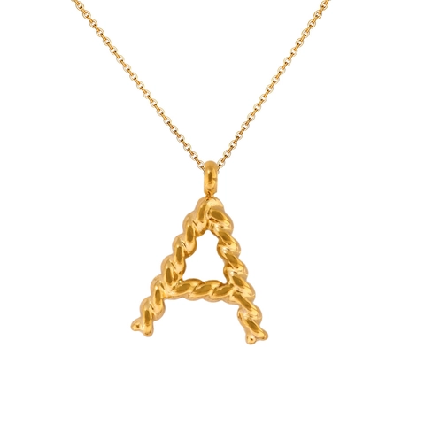 18K Vergulde Roestvrijstalen Initialen Ketting Voor Vrouwen Gedrehte Touwtextuur Alfabet Hanger Ketting Waterdichte Sieraden Cadeau