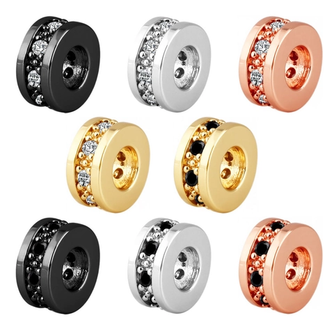 Koper Vergulde Ronde Afstandskralen Zirkonia Cirkel DIY Sieraden Maken Bedeltjes Voor Armband Ketting Unisex Cadeau
