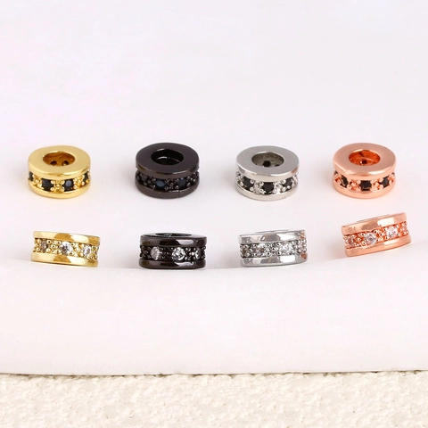 Koper Vergulde Ronde Afstandskralen Zirkonia Cirkel DIY Sieraden Maken Bedeltjes Voor Armband Ketting Unisex Cadeau