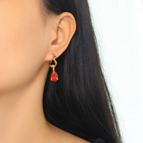 Vintage Asymmetric Water Drop Zircon Freshwater Pearl Earrings Gold Plated Stainless Steel Drop Earrings For Women Elegant Jewelry