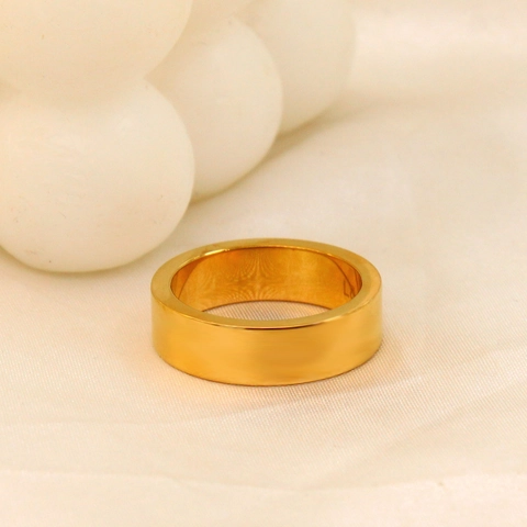 Minimalist Polished Stainless Steel Gold Plated Band Ring For Women Plain Finger Ring Fashion Everyday Jewelry Gift