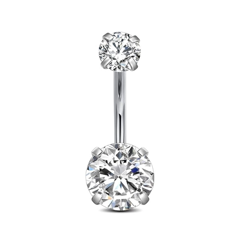 Piercing para Ombligo de Acero Inoxidable Quirúrgico 316L 14G Engaste de Cuatro Garras Rosca Interna Joyería para Mujer
