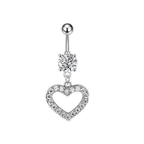 Hol Hart Zirkonia Navelpiercing Roestvrij Staal Koper Navel Piercing Sieraden Voor Vrouwen Romantische Accessoires