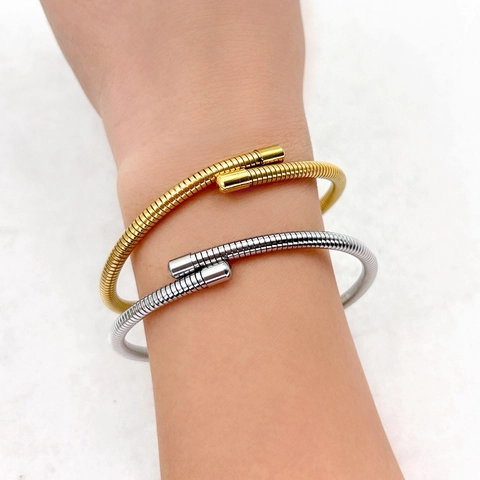 Fashion Stainless Steel Spring Coil Bangle Bracelet For Women Men Minimalist Multilayer Spiral Wire Wrap Bracelet Jewelry Gift