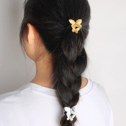 Elastici per Capelli a Farfalla in Acciaio Inossidabile Eleganti Ciondoli in Metallo Neri Fasce per Capelli Donna Accessori Moda
