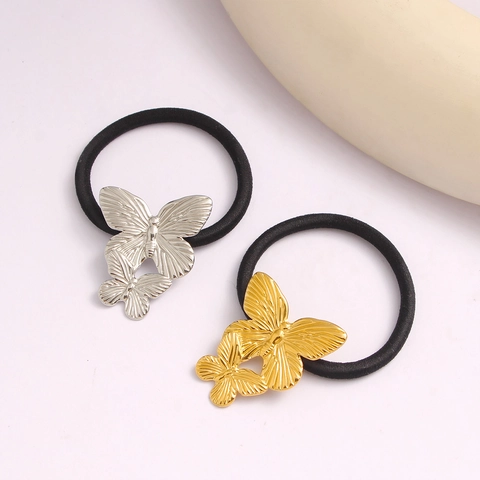 Elastici per Capelli a Farfalla in Acciaio Inossidabile Eleganti Ciondoli in Metallo Neri Fasce per Capelli Donna Accessori Moda