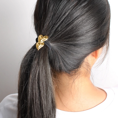 Elastico per Capelli in Acciaio Inossidabile con Doppio Cuore Supporto per Coda di Cavallo Resistente per Donna Gioielli per Capelli