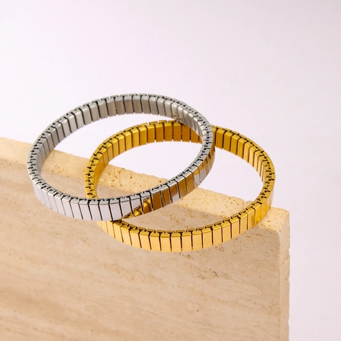 Bracelet de Style Bracelet de Montre Élastique en Acier Inoxydable Minimaliste pour Femme Jonc à Maillons en Métal Plaqué Or Argent Bijoux de Mode