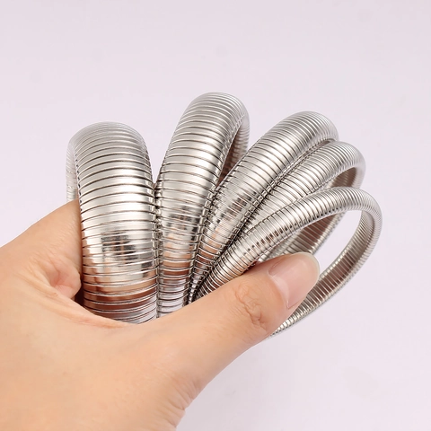 Tubogas Style 304 Stainless Steel Stretch Bracelet For Women Men Minimalist Spiral Texture Elastic Bangle Jewelry Gift