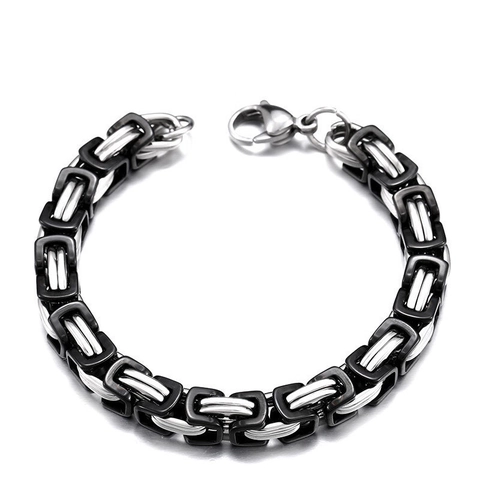 Bracelet Homme en Acier Inoxydable Chaîne Byzantine Géométrique Bracelet à Maillons Carrés Or Argent Bijou Cadeau Pour Hommes