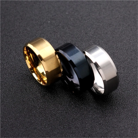 316 Stainless Steel Titanium Steel Ring For Men Women Double Beveled Edge Brushed Mirror Polish Finish Minimalist Commute Finger Jewelry