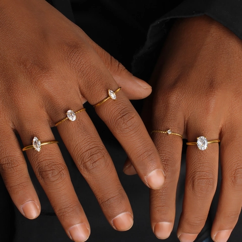 Minimalist 18K Gold Plated Stainless Steel Zirconia Ring For Women Trendy Korean Style Geometric Jewelry Finger Ring