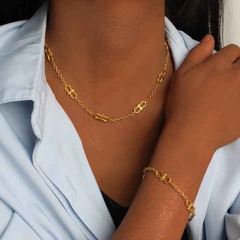 18K Vergoldet Edelstahl Halskette Und Armband Schmuck Mit Unendlichkeitsschleife Design Gliederkette Für Damen Accessoires