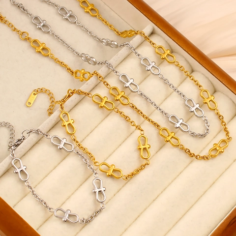 18K Vergoldet Edelstahl Halskette Und Armband Schmuck Mit Unendlichkeitsschleife Design Gliederkette Für Damen Accessoires