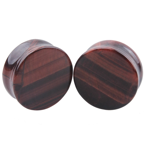 Natürlicher Roter Tigerauge Stein Ohr Plugs Doppelt Ausgestellt Body Piercing Schmuck Stretching Kit Für Herren Damen