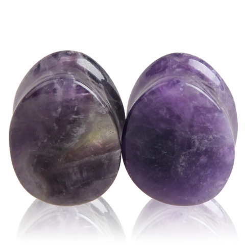 Bouchons d'Oreilles Goutte en Pierre Naturelle Améthyste Quartz Rose Œil de Tigre Obsidienne Howlite Bijoux de Piercing
