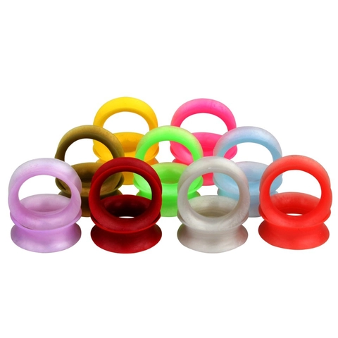 Túneles de Oreja de Silicona Flexibles Doble Acampanados Multicolor Huecos Joyas de Piercing Corporal para Hombre Y Mujer Accesorio Diario