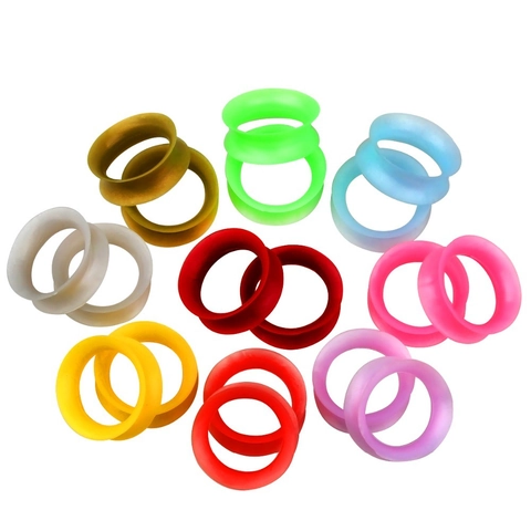 Túneles de Oreja de Silicona Flexibles Doble Acampanados Multicolor Huecos Joyas de Piercing Corporal para Hombre Y Mujer Accesorio Diario
