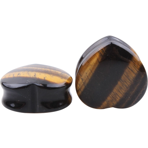 Heart Shaped Natural Stone Ear Plugs Gauges Tiger's Eye Rose Quartz Turquoise Body Piercing Jewelry For Men Women