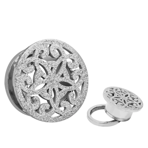 Edelstahl Hohl Mandala Ohrstöpsel Tunnels Gauges Mattierte Glitzer Punk Piercingschmuck Für Herren Damen