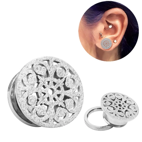 Edelstahl Mandala Ohr Plugs Tunnels Hohl Aus Matt Stretching Piercing Schmuck Für Damen Herren Punk Stil