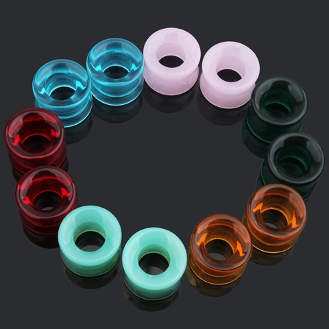 Tunnels d'Oreille en Verre Creux Double Flared Plugs d'Oreilles Piercing Translucide Bijoux de Corps Unisexes Minimalistes