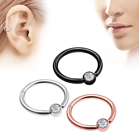 Aro de Segmento Articulado de Acero Inoxidable Joyería de Piercing para Nariz Oreja Septo Cartílago Diseño Alienígena Zirconia