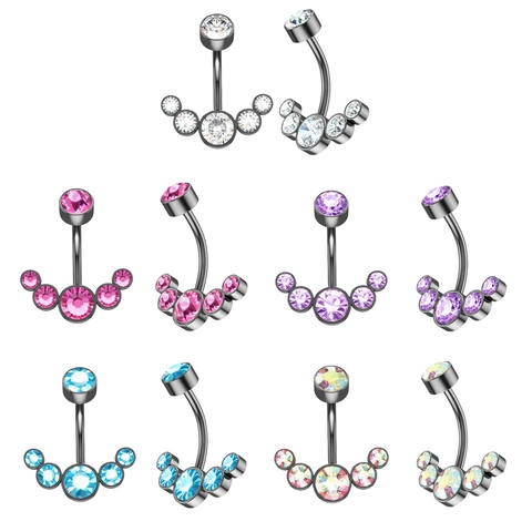 316L Stainless Steel Zirconia Belly Button Ring Curved Barbell Navel Piercing Jewelry For Women Girls Beach Party Accessory