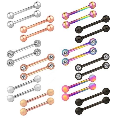 Stainless Steel Barbell Nipple Piercing Jewelry With Zirconia Polished Matte Finish Unisex Body Jewelry Heart Ring