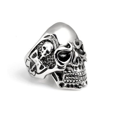 Anillo de Calavera Gótica Vintage Para Hombres Acero Inoxidable 316 Punk Rock Biker Band Ring Joyería Heavy Metal Regalo