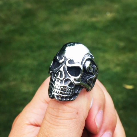 Anillo de Calavera Gótica Vintage Para Hombres Acero Inoxidable 316 Punk Rock Biker Band Ring Joyería Heavy Metal Regalo