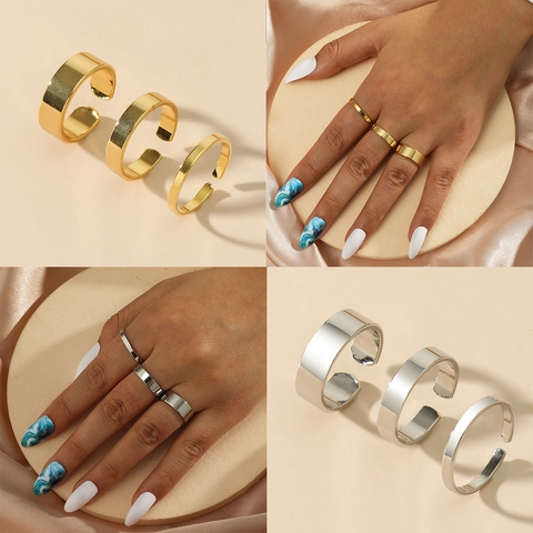Minimalistischer Kupferner Offener Ring Damen Herren Vergoldet Versilbert Spiegelpoliert Einstellbar C-Form Hip Hop Mode Finger Schmuck