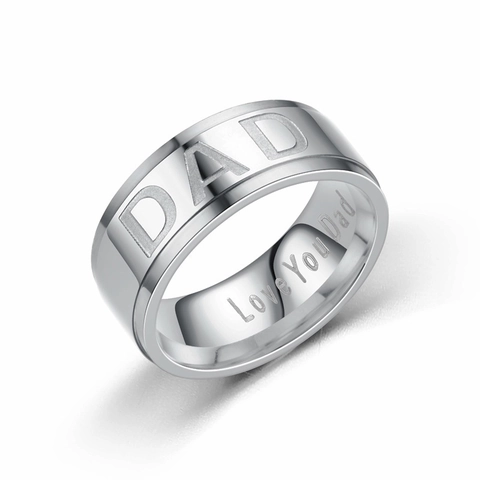 Roestvrij Stalen Papa Ring Gegraveerd Love You Dad Heren Trouwring Cadeau Voor Vaderdag Zwart Goud Zilver Roségoud Sieraden