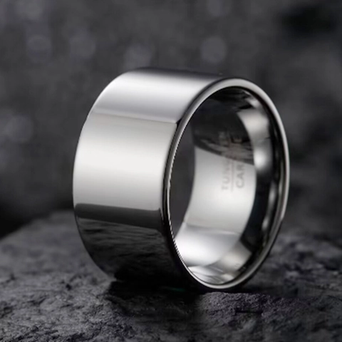 Men Minimalist Tungsten Carbide Band Ring Polished Plain Surface Comfort Fit Wedding Ring Finger Jewelry For Men