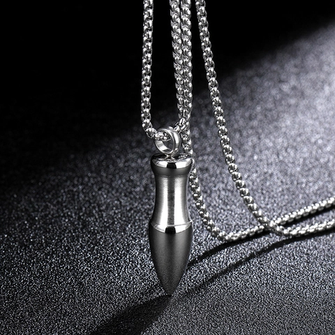 Collier Pendentif Balle en Acier Titane pour Homme Femme Mode Européenne Bouchon à Vis Ouvrable Bijoux Collier Argent Vintage