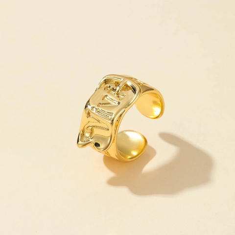Bagues Ouvertes en Cuivre Plaqué Or 18K pour Femmes Hip Hop Niche Fleur Creuse Serpent Texturé Bijoux Réglables