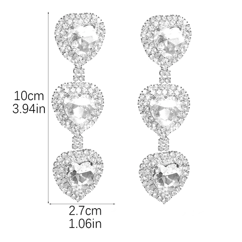Luxus Kristall Strass Herz Ohrringe Für Damen Lange Quasten Legierung Hängeohrringe Hochzeit Party Schmuck Valentinstag Geschenk