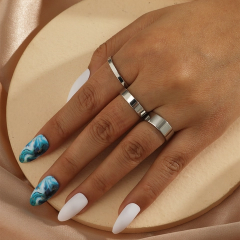 Minimalist Copper Ring Set For Women Men Gold Silver Plated Adjustable Open Finger Ring Stackable Ins Style Jewelry