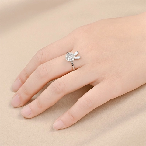 Draaiend Konijn Verstelbare Ring Voor Dames Koper Strass Fidget Ring Verguld Dierenriem Sieraden Cadeau