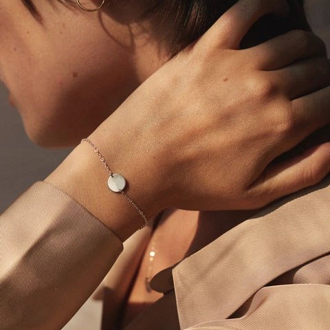 Minimalist 316L Stainless Steel Round Pendant Bracelet Adjustable Gold Rose Gold Plated Chain For Women Daily Fashion Jewelry