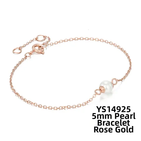 Minimalist Stainless Steel Artificial Pearl Bracelet For Women 14K Gold Rose Gold Plated Adjustable Chain Bracelet Jewelry Gift