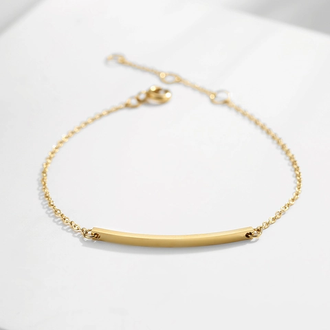 Minimalist Stainless Steel Bar Link Bracelet For Women Geometric Rectangular Thin Chain Adjustable Daily Commuting Jewelry