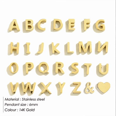 316L Stainless Steel 26 Alphabet Initial Letter Pendants DIY Charms Gold Silver Rose Gold For Jewelry Making Accessories