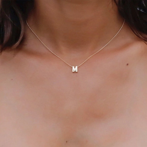 Minimalist Stainless Steel Initial Letter Pendant Necklace For Women 14K Gold Plated Alphabet Alphabet Clavicle Chain Jewelry Gift