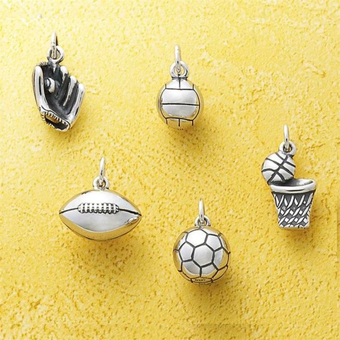 Stainless Steel Sports Pendant Antique Silver Football Basketball Rugby Baseball Glove Megaphone Cheerleader DIY Jewelry Accessory