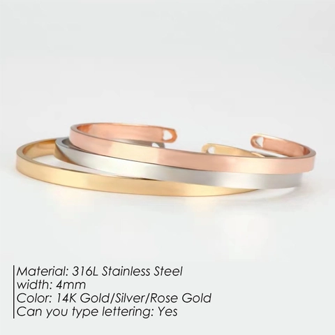 Minimalist Stainless Steel Open Cuff Bracelet For Women Men Heart Cutout Geometric Bangle Gold Silver Rose Gold Jewelry Gift