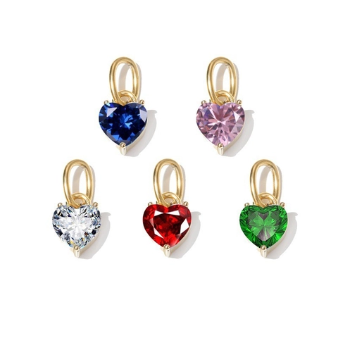Stainless Steel Heart Zirconia Pendant Only Without Chain DIY Jewelry Making Accessories Gold Silver Plated Heart Charm