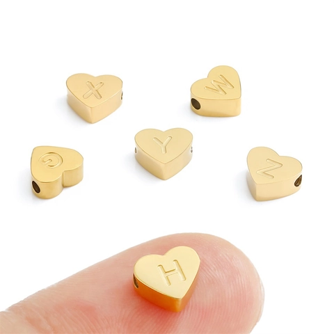 Alphabet Initial Herz Anhänger 316L Edelstahl DIY Schmuckherstellung Zubehör Herz Buchstaben Charms Gold Silber Beschichtet